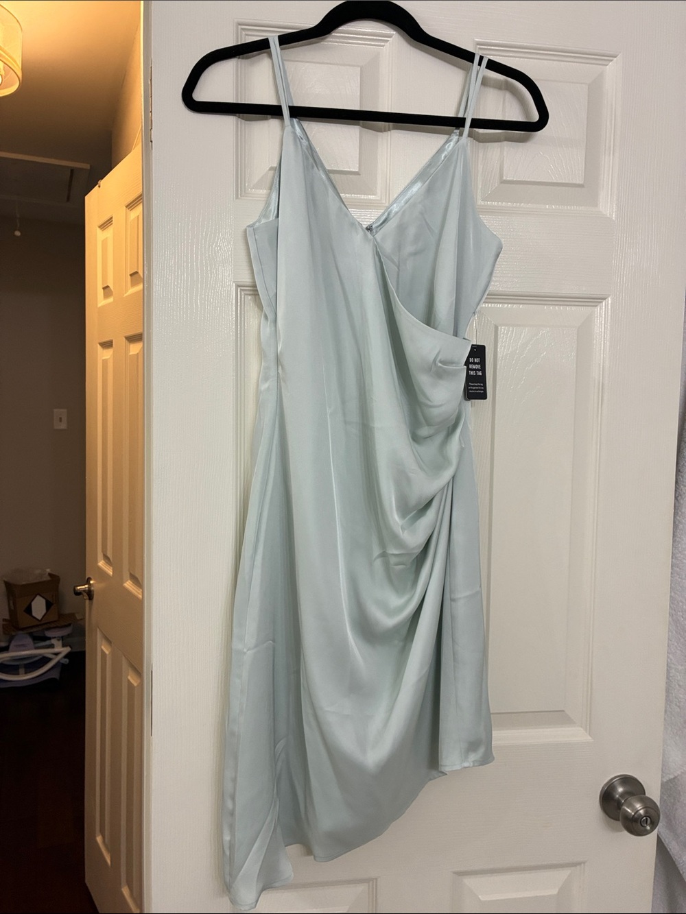 Express Pale Mint Satin Midi Slip Dress